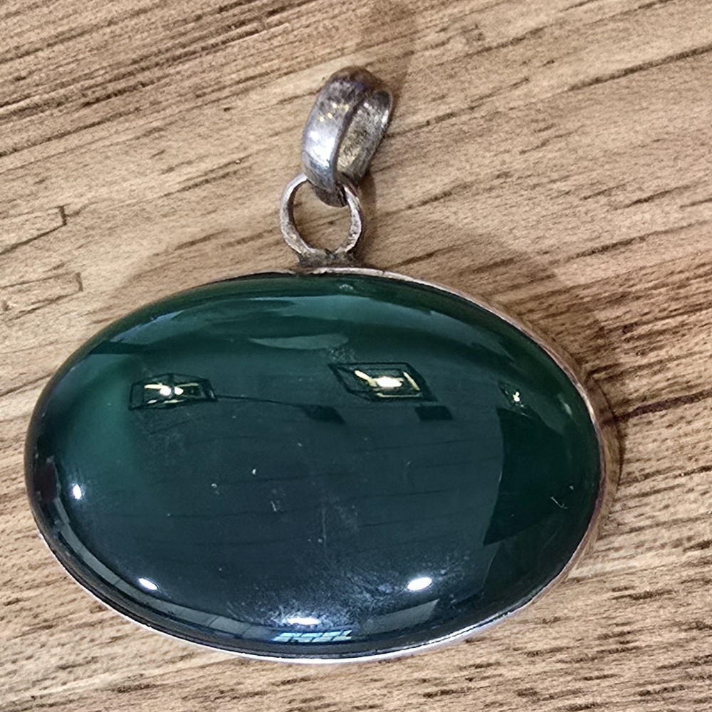 Vintage Handmade Dark Green Stone Pendant